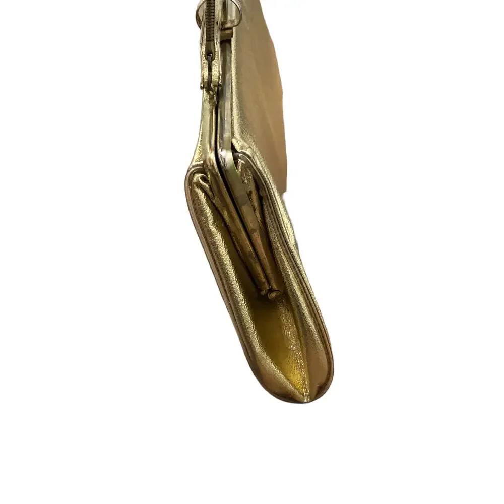 Vintage Wearwell Metallic Gold Faux Leather Clutch Bag Handbag